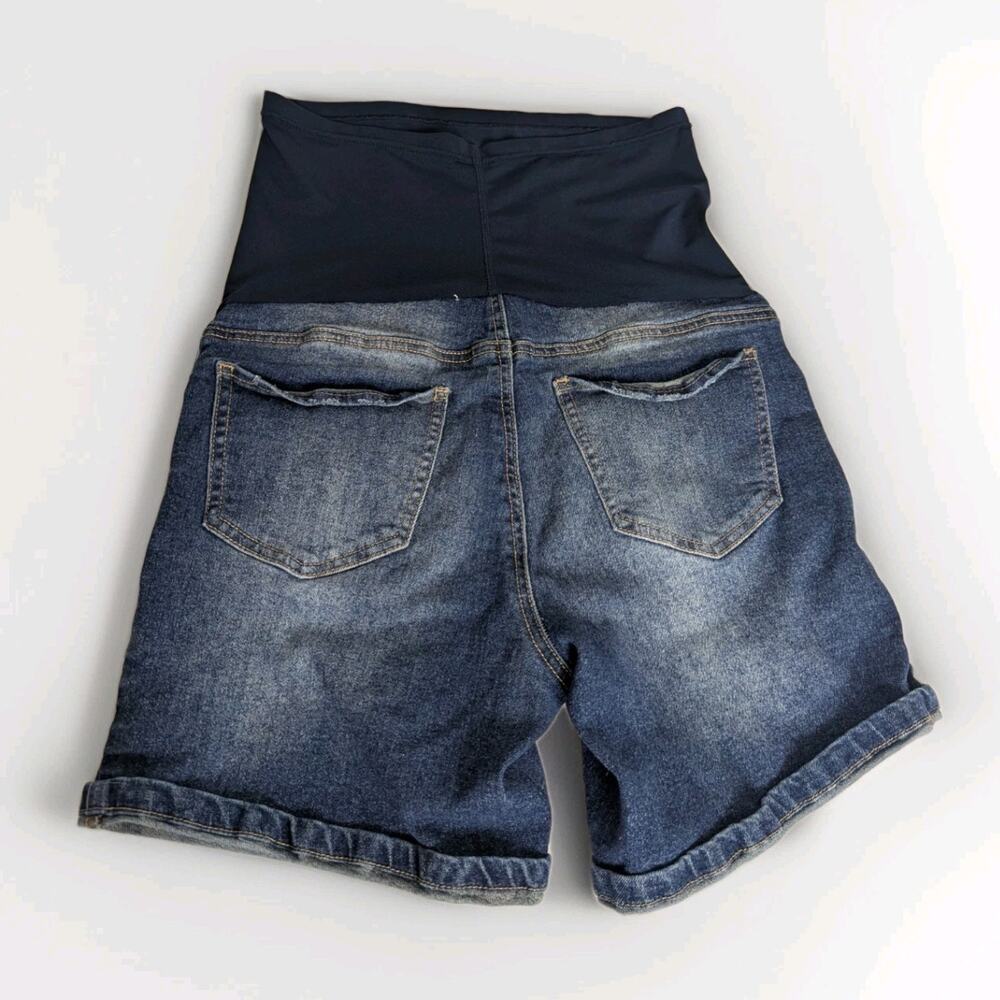 Gemma Rae Maternity Shorts Dark Medium Blue Pregnancy Belly Cover Band Sz S 2 4 - Picture 2 of 4
